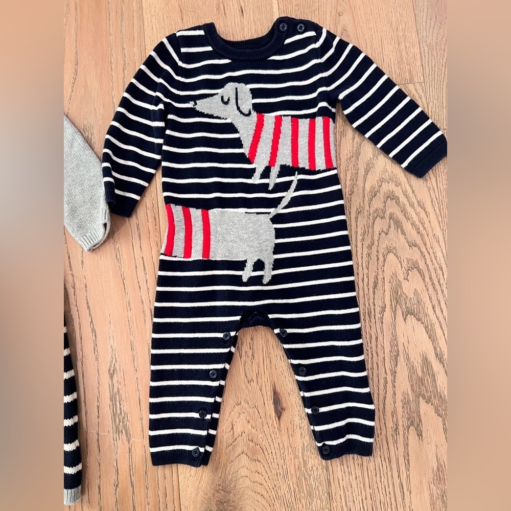 GAP Gray and Navy Striped Kids One Pieces - Picture 3 of 10